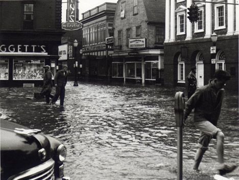 Thames Street after Hurricane Carol, 1954.